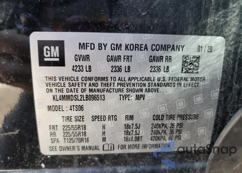 2020 Buick Encore Gx Select from USA, damaged, VIN KL4MMDSL2LB096513